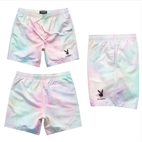 Pacsun x Playboy Pastel Tie Dye Drawstring Swim Trunk Shorts, Size Medium - Picture 1 of 9